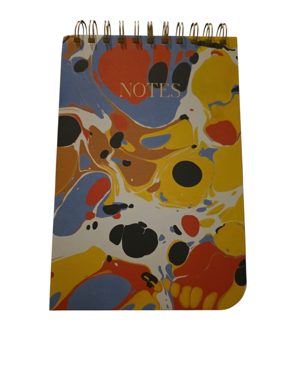Spiral Notebook with Colorful Marble Cover - "NOTES"